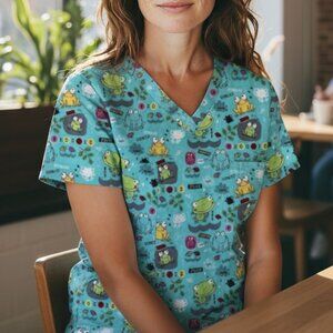 ScrubStar "Froggie" Print V-Neck Scrub Top